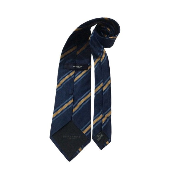 BURBERRY LONDON Blue Striped Tie Italy Silk 59"/3".3/4 EX COND - Picture 2 of 6